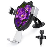 Purple Flowers Car Phone Mount Universal Auto Phone Holder Adjustable Cellphone Car Mount 360° Rotation, Dashboard & Windshield & Air Vent Strong Suction Cup Phone Stand Compatible with All Smartphone
