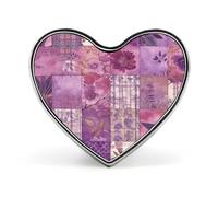 Purple Flowers Collage Heart Badge-Aluminum Alloy,Lapel Pin for Valentine's Day Gift,Brooches for Jackets,backpacks,and Other Clothing