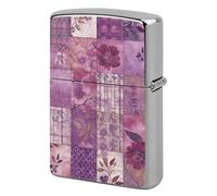 Purple Flowers Collage Lighter Case Metal Protective Cover with Double-Sided Art Design, Cool Lighters Pouch Shockproof Lighter Cover for Men Women Gifts, Lighters Not Included