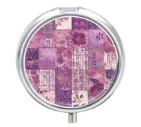 Purple Flowers Collage Pill Box Pill Case Pill Organizer Medicine Pill Organizer Weekly Pill Organizer Pill Holder Small Pill Case Pill Containers Pill Holder for Purse