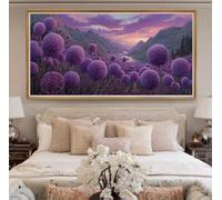 Purple Flowers Diamond Art Kits Adults, DIY 5D Large Diamond Painting Landscape Crystal Art Kits 35.4 x 70.9 Inch, Embroidery Cross Stitch Canvas Painting by Numbers for Home Wall Decor Gifts (RD240)