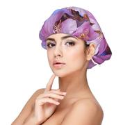 Purple Flowers In Spring,Adult's Satin Sleeping Cap - Women's Elastic Sleep Bonnet, Adjustable Overnight Hair Cover