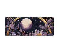 Purple Flowers in The Moonlight Keyboard pad with Non-Slip Rubber Base and Stitched Edges, Suitable for Office and Home use, 80 x 30 cm.