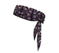 Purple flowers in the moonlight Printed Headband Unisex Dry Headband,Adjustable Elastic Sweat Band with Back Tie Design