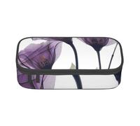 Purple Flowers Lavender Print Pencil Bag Pen Case, Large Capacity Stationery Pouch Pencil Holder Desk Organizer for School Office Supplies