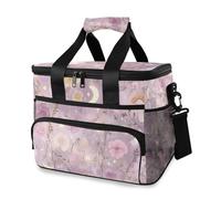 Purple Flowers Moon Cooler Bag Thermal Insulated Picnic Lunch Bag Box Large Cool Bag for Beach Picnic Camping Travel Men Women