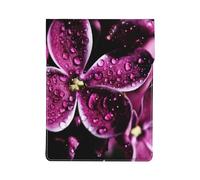 Purple Flowers Printed, PU Leather Laptop Sleeve, Notebook Bag Laptop Case Sleeve Tablet Briefcase