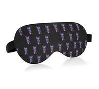 Purple Flowers Stars and Transparent Butterfly on Black Dark Style Adjustable Sleep Mask Lightweight Blindfold with Fashion Patterns Elastic Hidden Strap Relaxing Light Block 9.45 x 3.9 inch