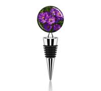 Purple Flowers Wine Stopper Decorative Champagne Stoppers Vacuum Wine Corks Beverage Stopper with Rubber Seal Reusable Beverage Bottles for DIY Home Bar & Party Gifts