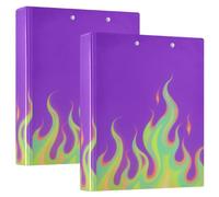 Purple fluorescent cool flame 1 and 1/2 inch binder three rings notebook binders with inner pockets 1/2 packs various binders hard cover