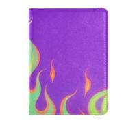 Purple Fluorescent Cool Flame Leather waterproof passport holder for travel Vaccine Case Protector Cover Passport Wallet for women Waterproof