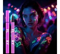 Purple Fluorescent UV Black Light Eyeliner Pen & Face Paint - Waterproof Sweatproof Long Lasting Glow in Dark Neon Party Festival Facepaint Luminous Makeup Art for Adults Women Men (Purple)