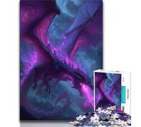 Purple Flying Dragon 1000 Piece Jigsaw Puzzle for Adults Teens,Challenging To Complete But Fun And Humorous Unique Home Decor And Gifts 38x26cm