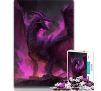 Purple Flying Dragon Puzzles for Adults Teens 1000 Pieces,Stress Reliever Staycation Kill Time with Matching Poster And Trivia Sheet (50x75cm)