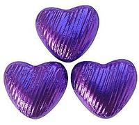 Purple Foil Chocolate Hearts Wedding Favours x10