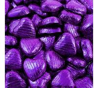 Purple Foil Wrapped Milk Chocolate Hearts Wedding Party Table Favours - 100 Pk