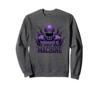 Purple Football Machine | Gridiron Warrior Graphic Sweatshirt, Adult Unisex, Dark Heather Grey, M