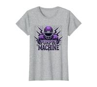 Purple Football Machine | Gridiron Warrior Graphic T-Shirt, Women, Heather Grey, L