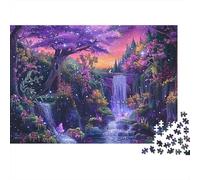 Purple Forest Waterfall 1000 Piece Jigsaw Puzzle for Adults 1000pc Jigsaw Puzzle Set Night Landscape Relax Home Decoration Gift 52x38cm/1000pcs