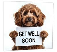Purple Fox Get Well Soon - Cockapoo Dog 148x148mm