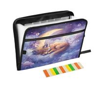 Purple Fox Moon Expanding File Folder 13 Pockets Accordion File Organiser Folders for Paperwork A4 Storage Portable Document Organiser Filing Wallet