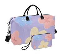 Purple Fresh Cute Little Flower Travel Tote Bag Weekender Overnight Bag Workout Bag with Adjustable Strap for Yoga Large Capacity