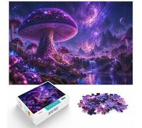 Purple Galaxy Mushroom Forest Wooden Puzzle 1000 Pieces | Jigsaw Puzzle for Adults: gift for adults who enjoy detailed hobbies, quiet evening activity.