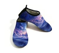 Purple Galaxy Nebula Water Shoes for Women Men, Moon Cloud Quick-Dry Swim Shoes Lightweight Barefoot Aqua Socks for Beach Surfing Sports Pool Yoga Driving Running, XXL