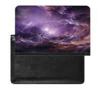 Purple Galaxy Passport Holder Cover Passport Cover Protector Essentials with Credit Card Slots Slim Travel Wallet Covers Documents Organizer Protector for Man&Women