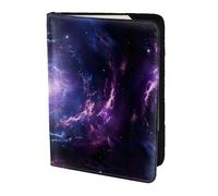 Purple Galaxy Print 5.5 Inch Passport For Men And Women Lightweight Stylish Travel Document Wallet, Black, One Size