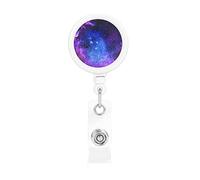 Purple Galaxy Retractable Badge Holder Reel Clip Id Card forNurse Student Office Worker