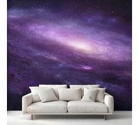Purple Galaxy Wallpaper, Starry Sky Universe Space Wall Mural for Living Room, Non-Woven Wall Paper for Bedroom 400X280cm, Photo Wallpaper Home Decor EL&D48