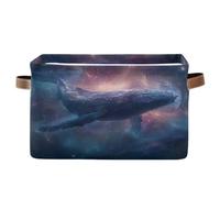 Purple Galaxy Whale Storage Basket Storage Bin Collapsible Closet Organizing Storage Cubes for Home Cloth with Handle 1 Pack