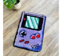 Purple Games Console Tufted Rug Funny Childhood Memories Rug Cute Flocking Carpet Floor Pad Anti Slip Doormat Aesthetic Home Pad (35.4X23.6 Inch)