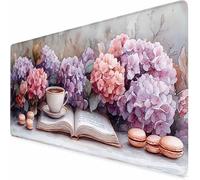 Purple Gaming Mouse Pad Flowers Large Mouse Mat 24" x 12" Washable Mousepad, Office Accessories, Mousepad with Non-Slip Base and Stitched Edge, Keyboard Mat for Home Office Gaming Room -XZ83Z06