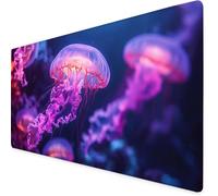 Purple Gaming Mouse Pad Jellyfish Large Mouse Mat Comfortable Mousepad with Smooth Cloth Surface, Textured Wear Resistant, Improved Precision and Speed, Mousemat 900x300x3mm, Desk Accessories K7-118