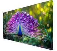 Purple Gaming Mouse Pad Peacock Large Mouse Mat Comfortable Mousepad with Smooth Cloth Surface, Textured Wear Resistant, Improved Precision and Speed, Mousemat 600x300x3mm, Desk Accessories K7-34