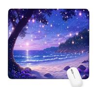 Purple Gaming Mouse Pad,Sea View Mouse Pad 400x300x3mm Mousepad Small Size Stitched Edge,Waterproof Non-Slip Rubber Base Mousemat Improves Accuracy and Speed,Desk Mat Laptop for Office and Home D-525