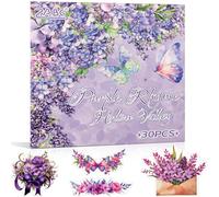Purple Garden Scene Theme Sticker Set for Scrapbooking - 30 PET Stickers, Vintage Journaling Stickers (TZ-005-003)