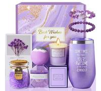 Purple Gift Box for Mum, Mothers Day Birthday Pamper Hamper with Tumbler - Unique Present for Women, Wife, Mother-in-Law from Daughter Son Husband - Best Mum Ever Self Care Spa Set (Purple 2)
