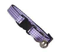 Purple Gingham Cat Collar. Beautiful cat safety collars with bell available in a range colours made in the UK from strong webbing and pretty gingham material