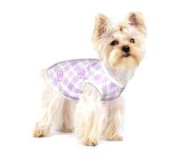 Purple Gingham Daisy Small Dog Shirt Cotton Pet Tee Gift for Cats