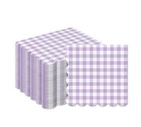 Purple Gingham Paper Napkins,20Pcs Check Serviettes Napkins 2 Ply,Disposable Colourful Party Napkin Luncheon Tissue Paper for Picnic Birthday Wedding Baby Shower Christmas Tea BBQ Party Table Decor