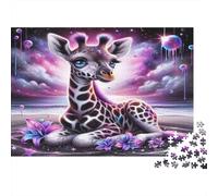 Purple Giraffe Fantasy 1000 Pieces Adult Jigsaws Hard Challenging for Decompression 52x38cm/1000pcs