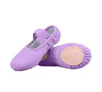 Purple Girls Classic Canvas Ballet Shoes UK Size 1 Split-Sole Dance Slippers with Cross Elastic Strap Slip-On Flats School Shoes Breathable Lightweight Ballerina Trainers Body Shaped Footwear