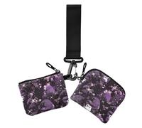 Purple Glitter Gorilla Women's Change Wallet Card Cases Cute Fashion Identity Card Protector with Zipper Coin Pocket for Woman 2 Pcs