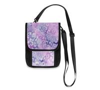 Purple Glitter Leopard Print Travel Wallet Passport Holder Hidden Neck pouching Slim Lightweight Crossbody Bag with Adjustable Strap