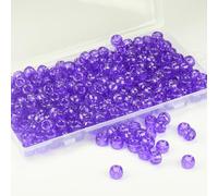 Purple Glitter Pony Beads for Friendship Bracelets for Jewelry Making,500Pcs Large Hole Pony Beads,(9 x 6mm)