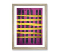 Purple Gold Abstract Lines Modern Framed Wall Art Print, Ready to Hang Picture for Living Room Bedroom Home Office Décor, Oak A4 (34 x 25 cm)