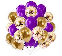 Purple Gold Balloons 10inch Confetti Balloons Pack of 30 Combo Balloon Set Latex Balloons for Birthday Wedding Baby Shower Anniversary Decoration